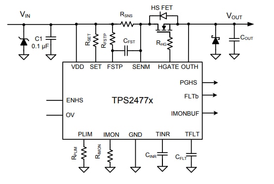原理图 - Texas Instruments TPS2477x 高性能热插拔控制器